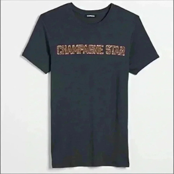 NWT Champagne Star Sequin Express T-Shirt - Picture 1 of 3